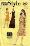 Style 3024 Womens Dropped Waist Ruffled Dress with Peplum Ruffles 1970s Vintage Sewing Pattern Size 10 Bust 32.5 Inches