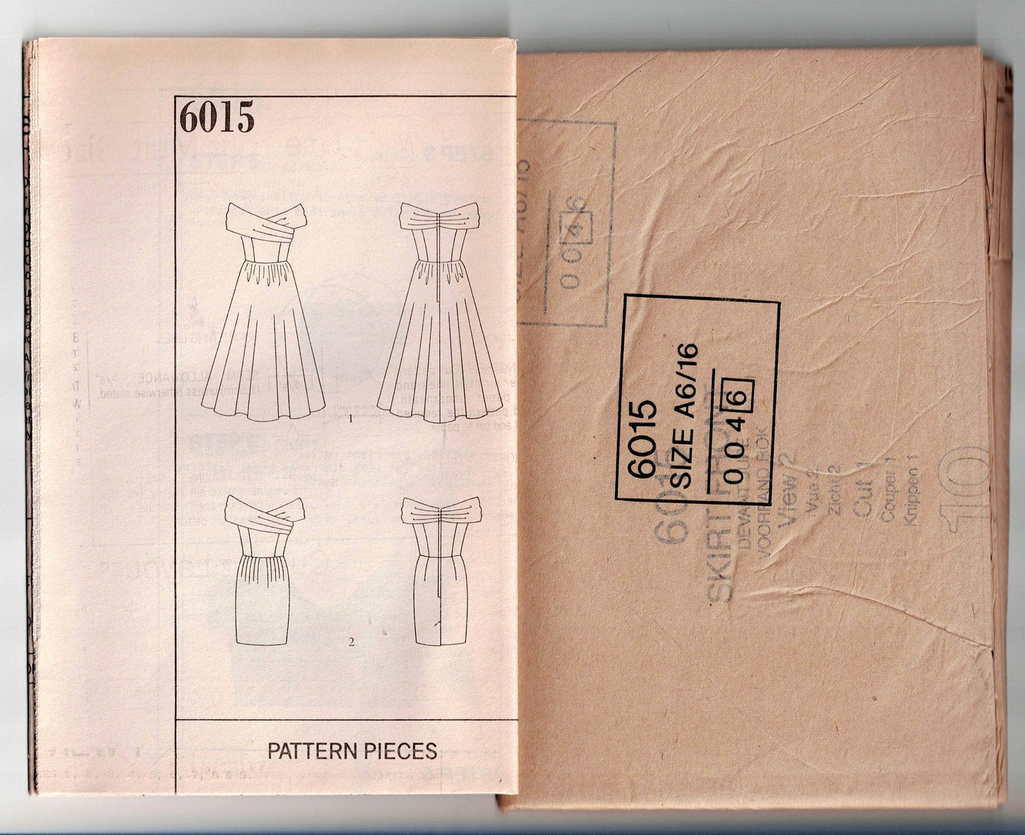 New Look 6015 Womens Evening Off The Shoulder Dress with Slim or Flared Skirt 1980s Vintage Sewing Pattern Size 6 - 16 UNCUT Factory Folded
