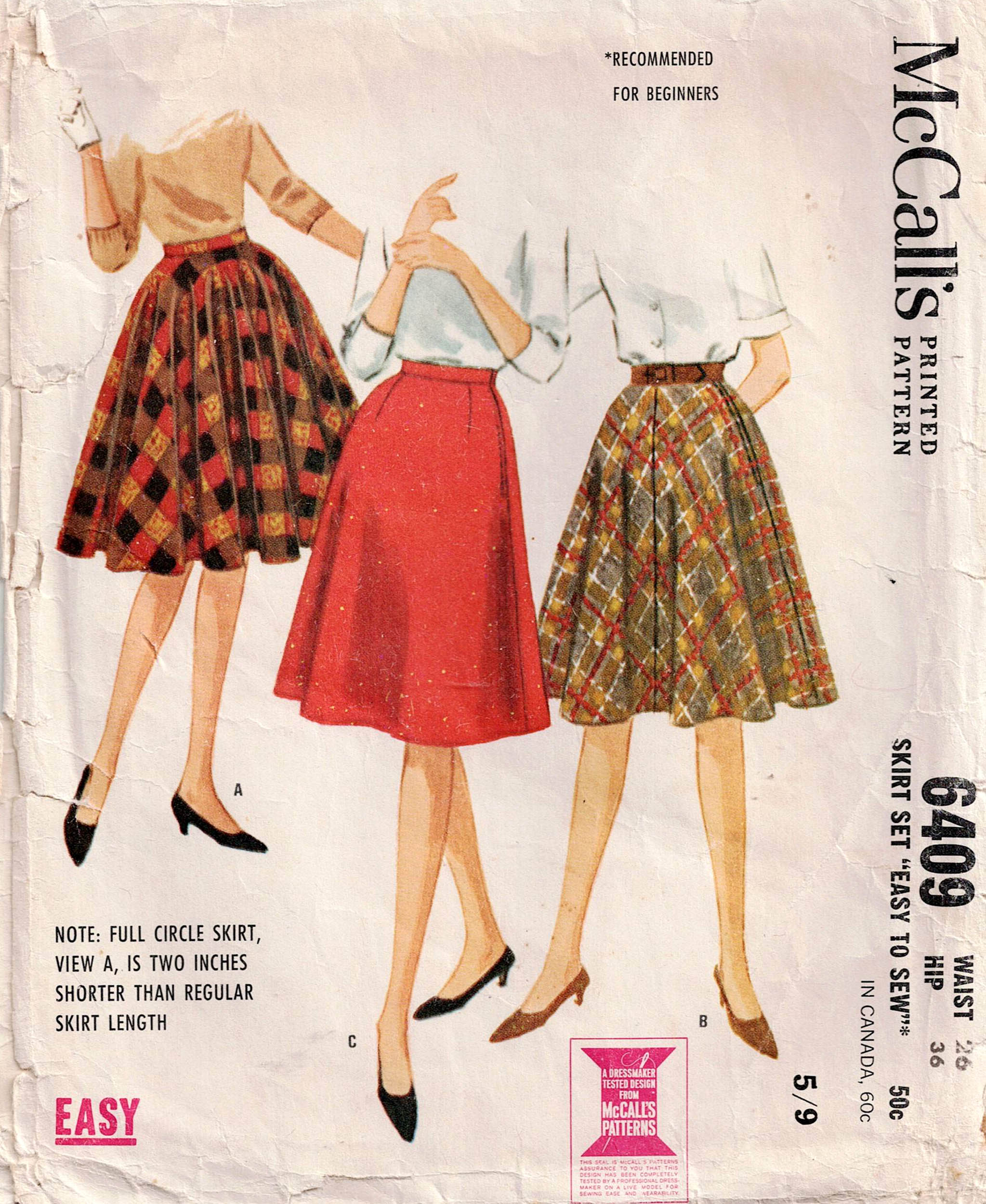 McCall s 6409 Womens Set Of Skirts Including Classic Circle Skirt 1960 All The Precious Things