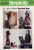 Simplicity 6006 Holly Hobbie Rag Doll & Clothes Wardrobe 1970s Vintage Sewing Pattern 20 inch dolls UNCUT Factory Folded