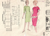 Mail Order 5381 RARE Womens Dart Fitted Sheath Dress with Double Collar & Turn Back Cuffs 1960s Vintage Sewing Pattern Bust 34 inches