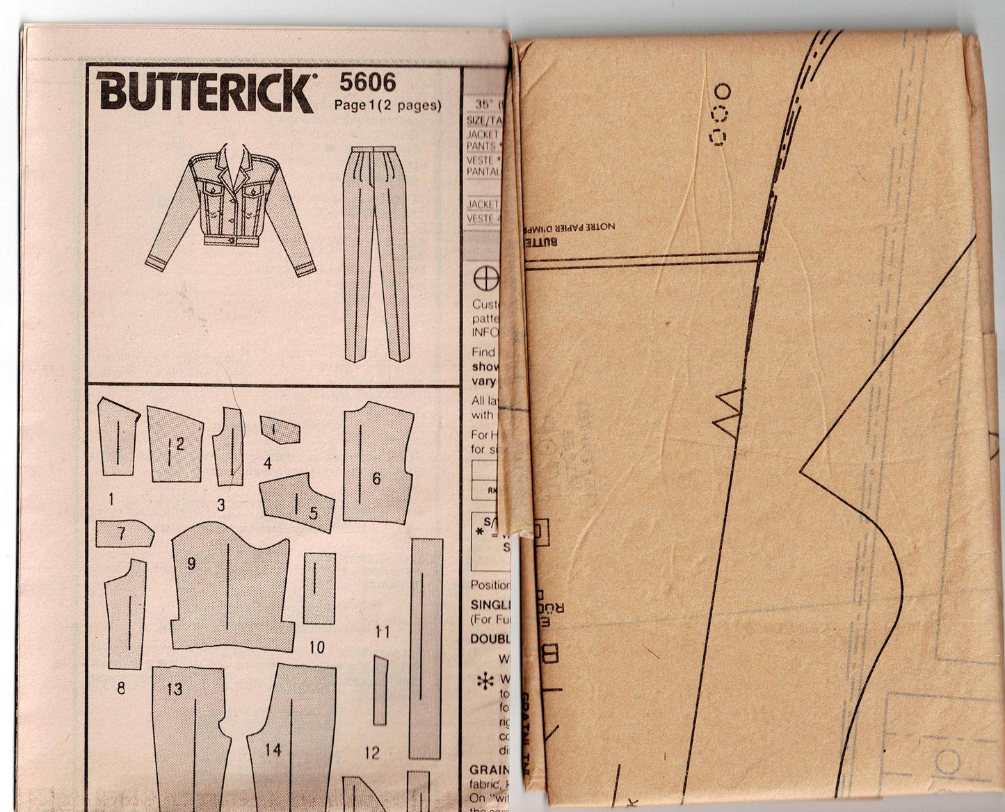 Butterick 5606 Womens Bomber Jacket & Tapered Pants 1990s Vintage Sewing Pattern Size 12 - 16 UNCUT Factory Folded