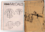 McCall's 2345 Womens Short or Long Sleeved Jacket 1980s Vintage Sewing Pattern Size 6 - 10 UNCUT Factory Folded