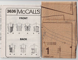McCall's 3636 Womens Bustier Corset Tops Out Of Print Sewing Pattern Size 16 - 20 UNCUT Factory Folded