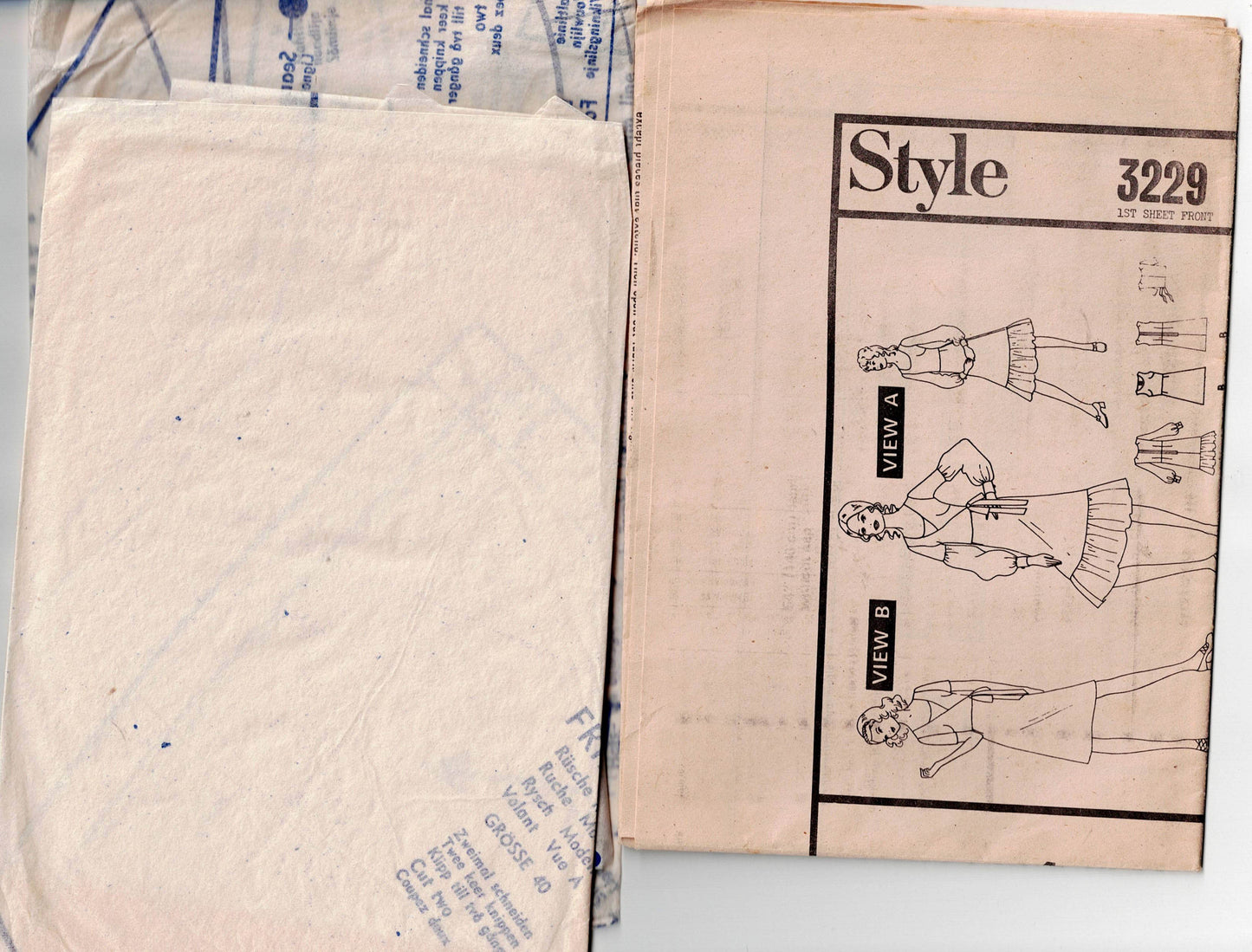 Style 3229 RARE Womens Ruffled Hem Puff Sleeved Dress & Wrap Bolero Jacket 1970s Vintage Sewing Pattern Size 14 Bust 36 inches