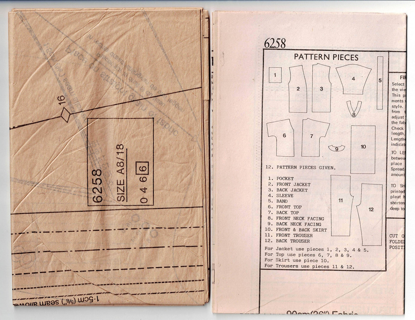 New Look 6258 Womens EASY Capsule Wardrobe Jacket Top Skirt & Pants 1980s Vintage Sewing Pattern Sizes 8 - 18 UNCUT Factory Folded