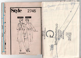 Style 2745 Young Junior Teens Mandarin Collar Straight Shift Dress & Pants 1980s Vintage Sewing Pattern Bust 33.5 inches UNCUT Factory Folded