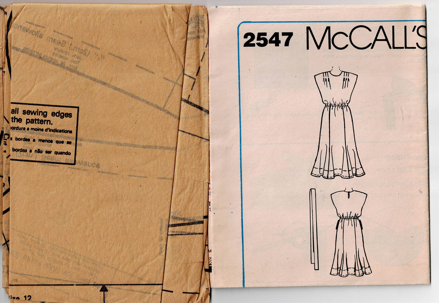 McCall's 2547 Linda Evans DYNASTY Collection Womens Cap Sleeved Pleated Shoulder Dress 1980s Vintage Sewing Pattern Size 12 Bust 34 inches UNCUT Factory Folded