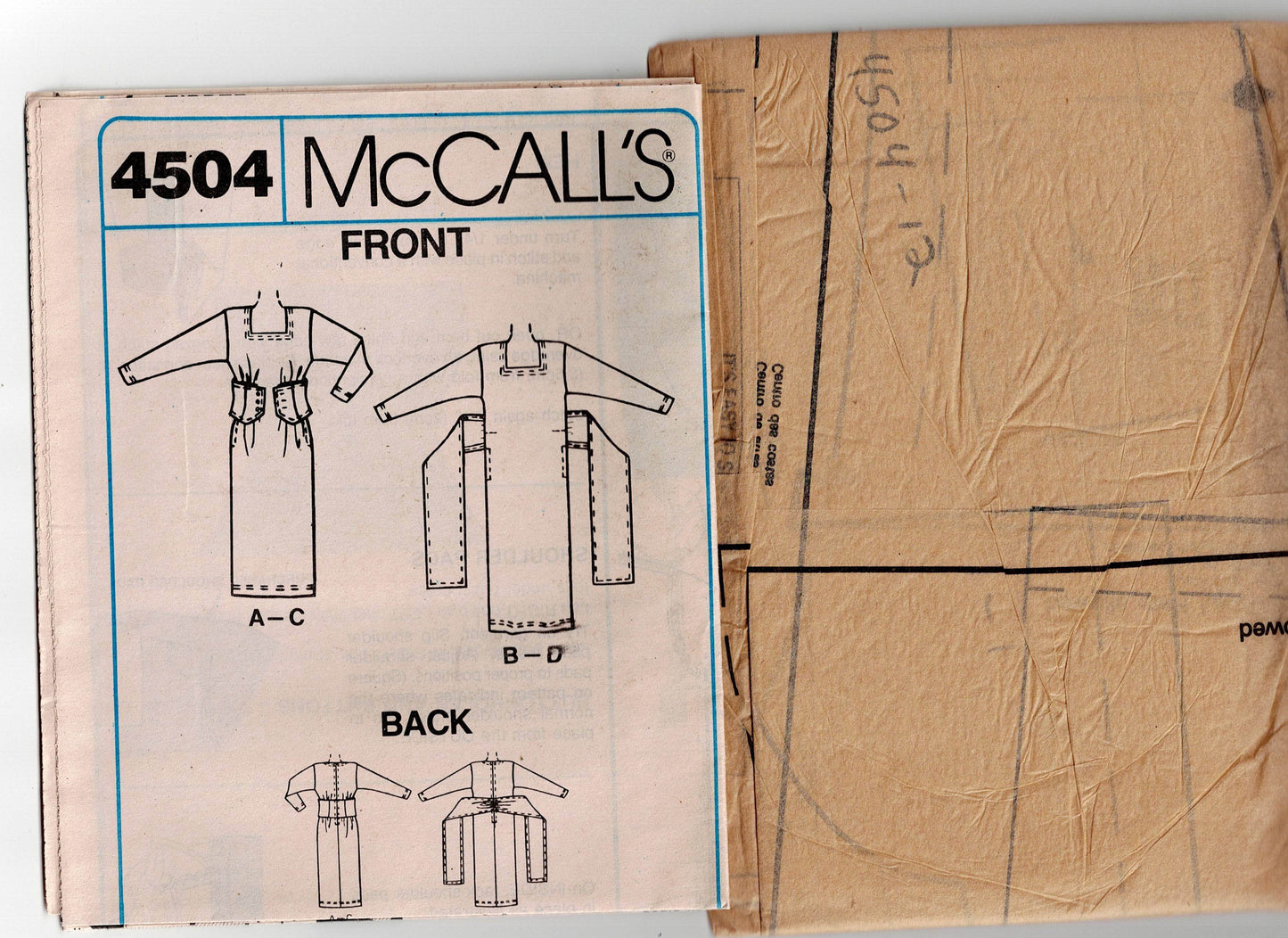 McCall's 4504 NY Collection Womens Straight Dress with Attached Belt 1980s Vintage Sewing Pattern Size 12 UNCUT Factory Folded