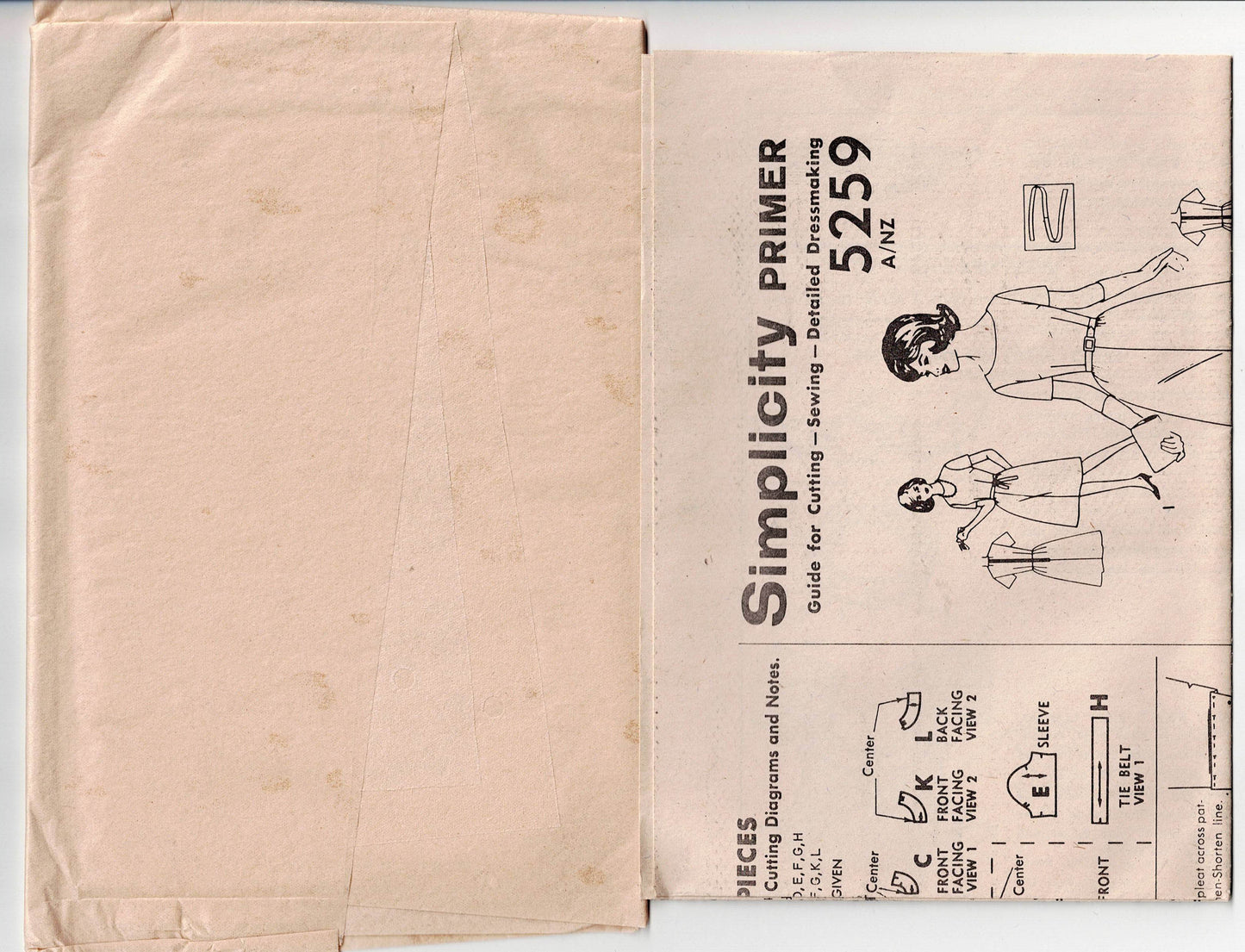 Simplicity 5259 Womens Short Sleeved Fit & Flared Dress with Belt 1960s Vintage Sewing Pattern Size 14 Bust 34 inches UNUSED Factory Folded