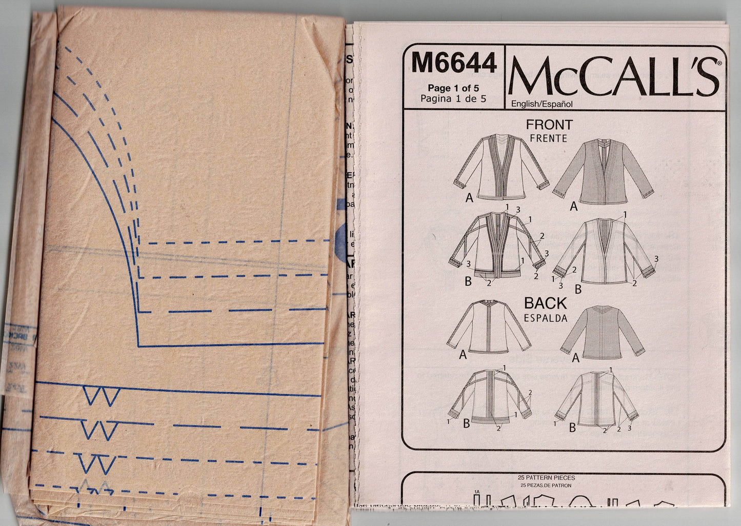 McCall's M6644 Womens PLUS SIZE Reversible Quilted Jackets Out Of Print Sewing Pattern Size 18W - 24W UNCUT Factory Folded