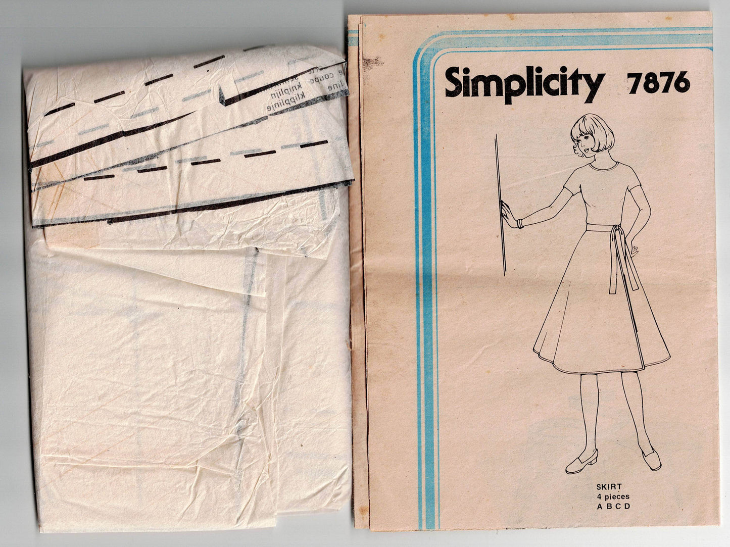 Simplicity 7876 Womens Jiffy Wrap Skirt 1970s Vintage Sewing Pattern MEDIUM Size 14 - 16