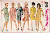 Simplicity 6970 Womens Slim Shirtdresses with Pockets 1960s Vintage Sewing Pattern Size 14 Bust 34 Inches