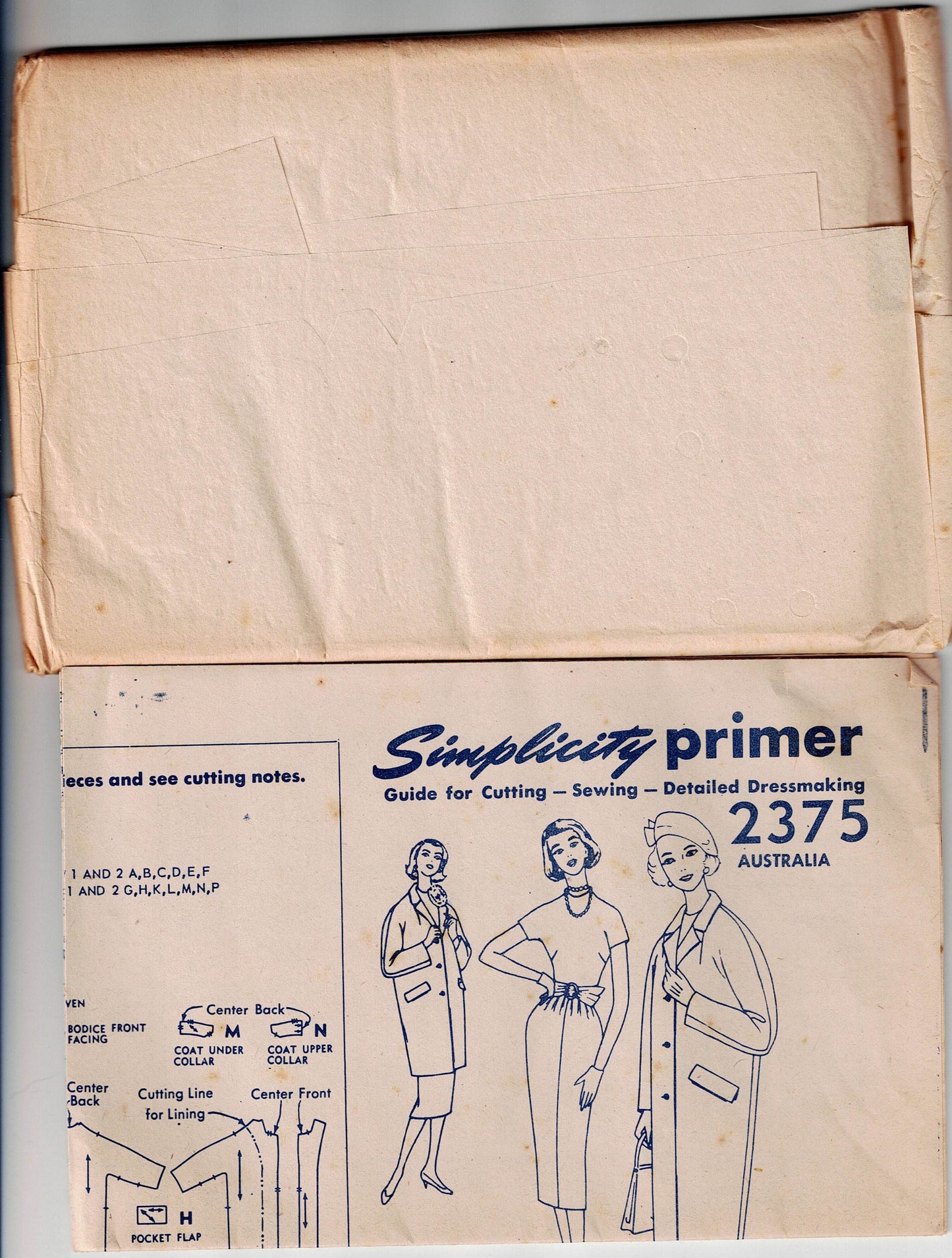 Simplicity 2375 Womens Slim Kimono Sleeved Dress & Lined Overcoat 1950s Vintage Sewing Pattern Size 16 Bust 36 inches UNUSED Factory Folded