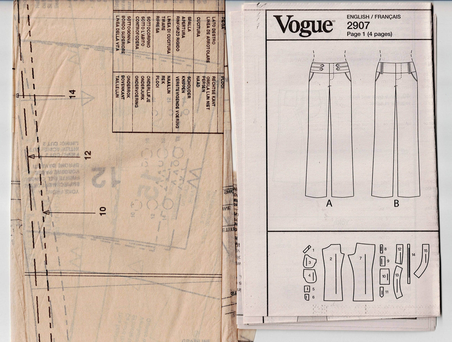Vogue American Designer V2907 ALICE + OLIVIA Womens Low Rise Hipster Flared Pants Out Of Print Sewing Pattern Size 4 - 8 or 10 - 14 UNCUT Factory Folded