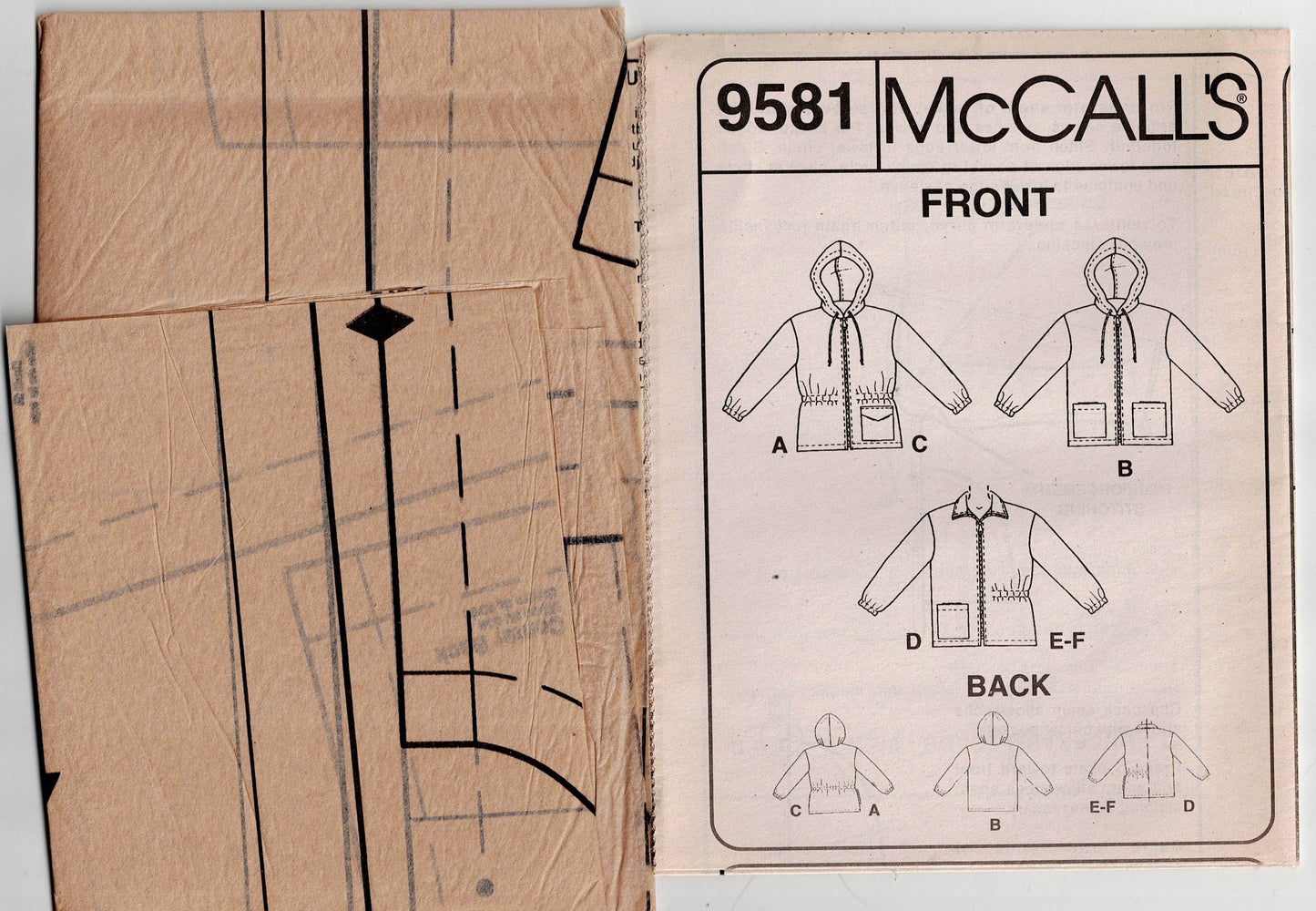 McCall's 9581 Mens Womens UNISEX Winter Fleece Vest Jacket or Hoodie 1990s Vintage Sewing Pattern Bust/Chest 38-40 Inches UNCUT Factory Folded