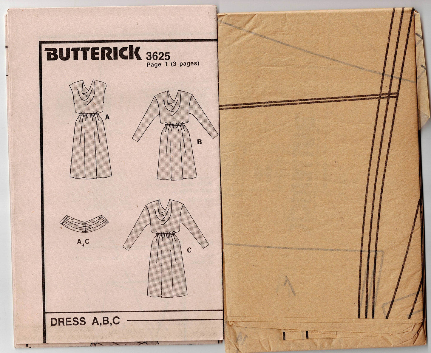 Butterick 3625 Womens Blouson Dress with Draped Neckline & Ruched Waist 1980s Vintage Sewing Pattern Size 14 - 18 UNCUT Factory Folded