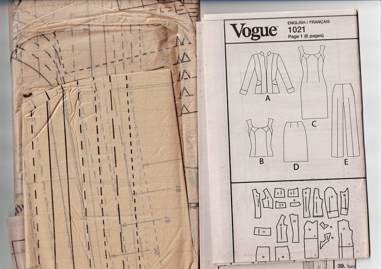 Vogue Wardrobe V1021 Womens Office Wear Dress Jacket Pants Top & Skirt Out Of Print Sewing Pattern Size 14 - 22 UNCUT Factory Folded