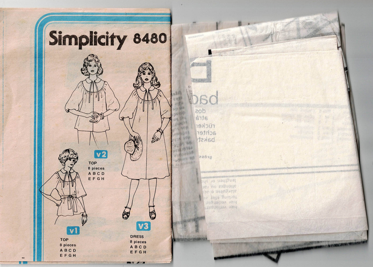 Simplicity 8480 Womens JIFFY PLUS Round Yoked Smock Dress & Top 1970s Vintage Sewing Pattern Size 10 Bust 32.5 inches