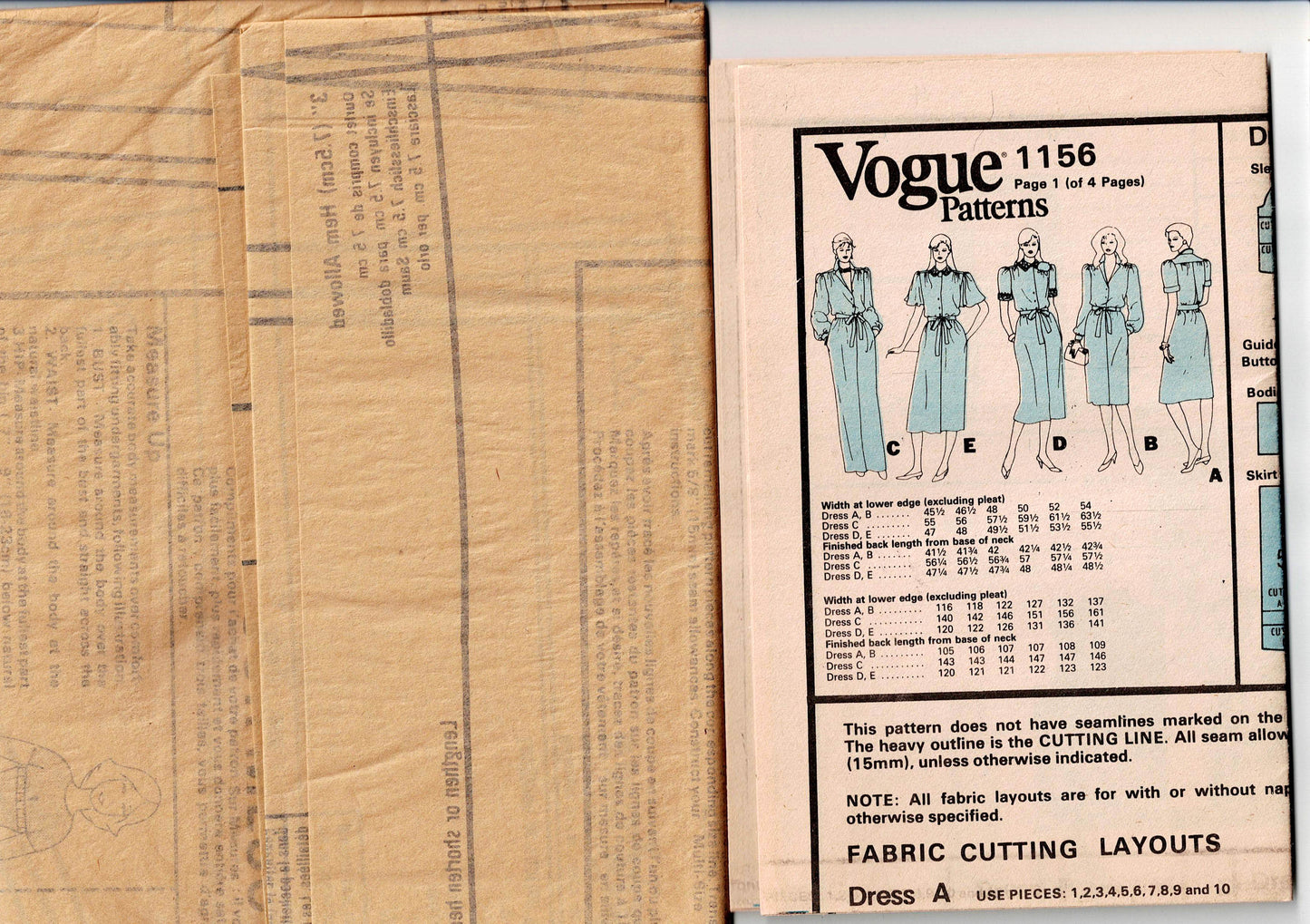 Vogue Basic Design 1156 Womens Shirtdresses 1980s Vintage Sewing Pattern Size 8 - 12 UNCUT Factory Folded