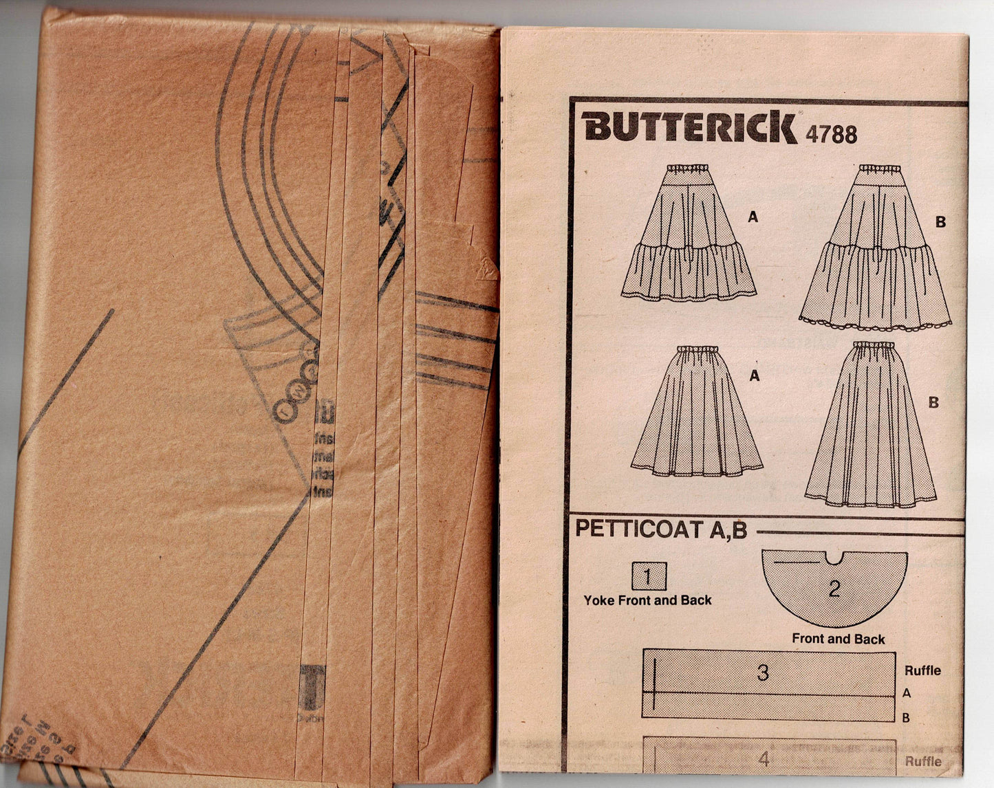 Butterick 4788 Womens Skirts & Ruffled Petticoats 1980s Vintage Sewing Pattern Size 6 - 18 UNCUT Factory Folded