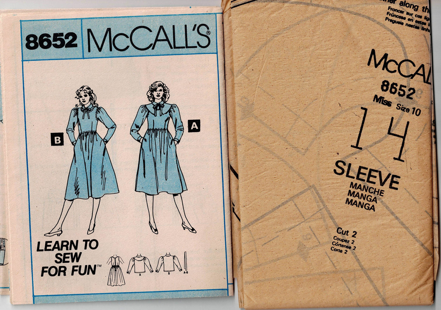 McCall's 8652 LAURA ASHLEY Womens Pinafore Dress & Puff Sleeved Blouse 1980s Vintage Sewing Pattern Size 10 Bust 32.5 Inches UNCUT Factory Folded