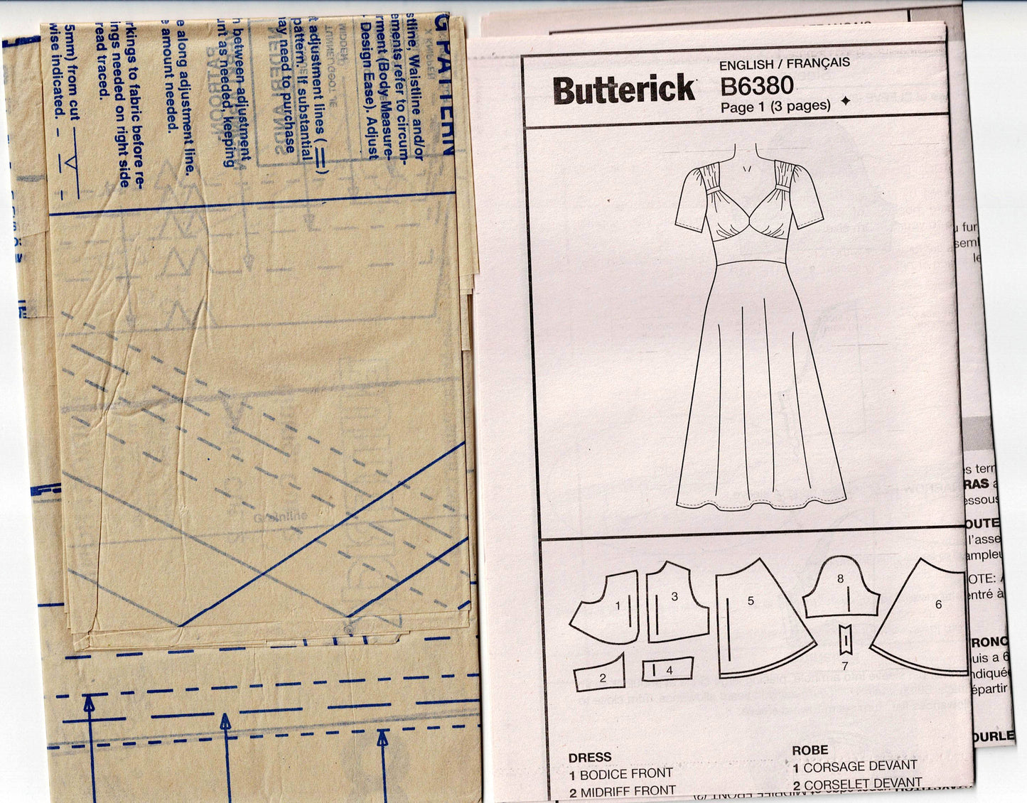 Patrón de costura agotado para vestido con corpiño con forma retro y panel abdominal de GERTIE'S Butterick B 6380, talla 6-14, sin cortar, doblado de fábrica