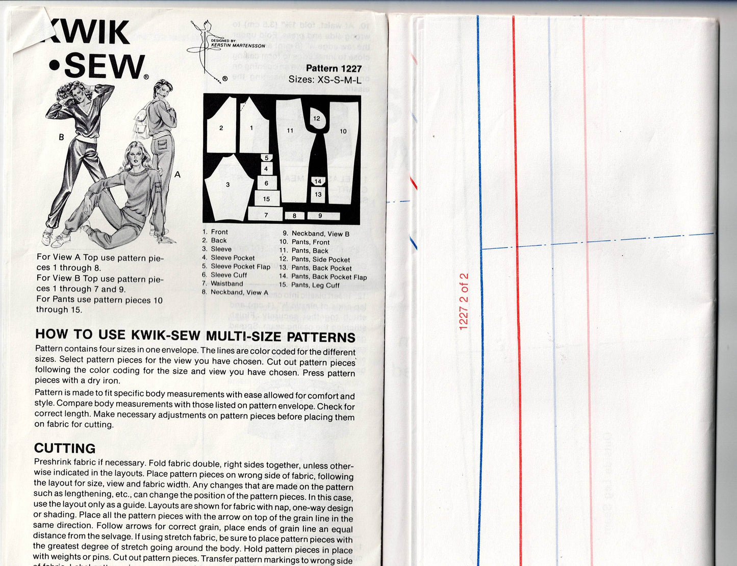 Kwik Sew 1227 Womens Retro Stretch Jogging Suit 1980s Vintage Sewing Pattern Size XS - L UNCUT Factory Folded