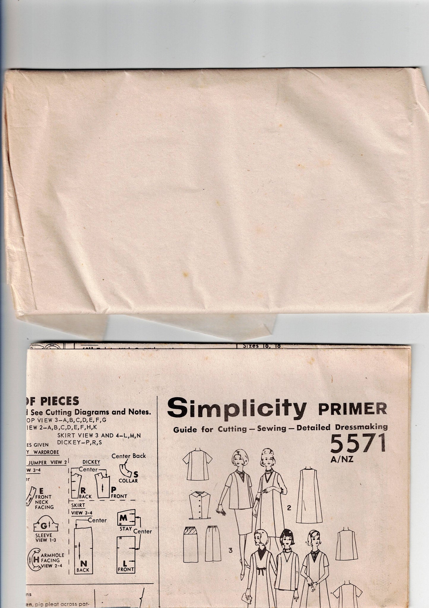 Simplicity 5571 Womens Retro Maternity Wardrobe 1960s Vintage Sewing Pattern Size 16 Bust 36 inches UNUSED Factory Folded