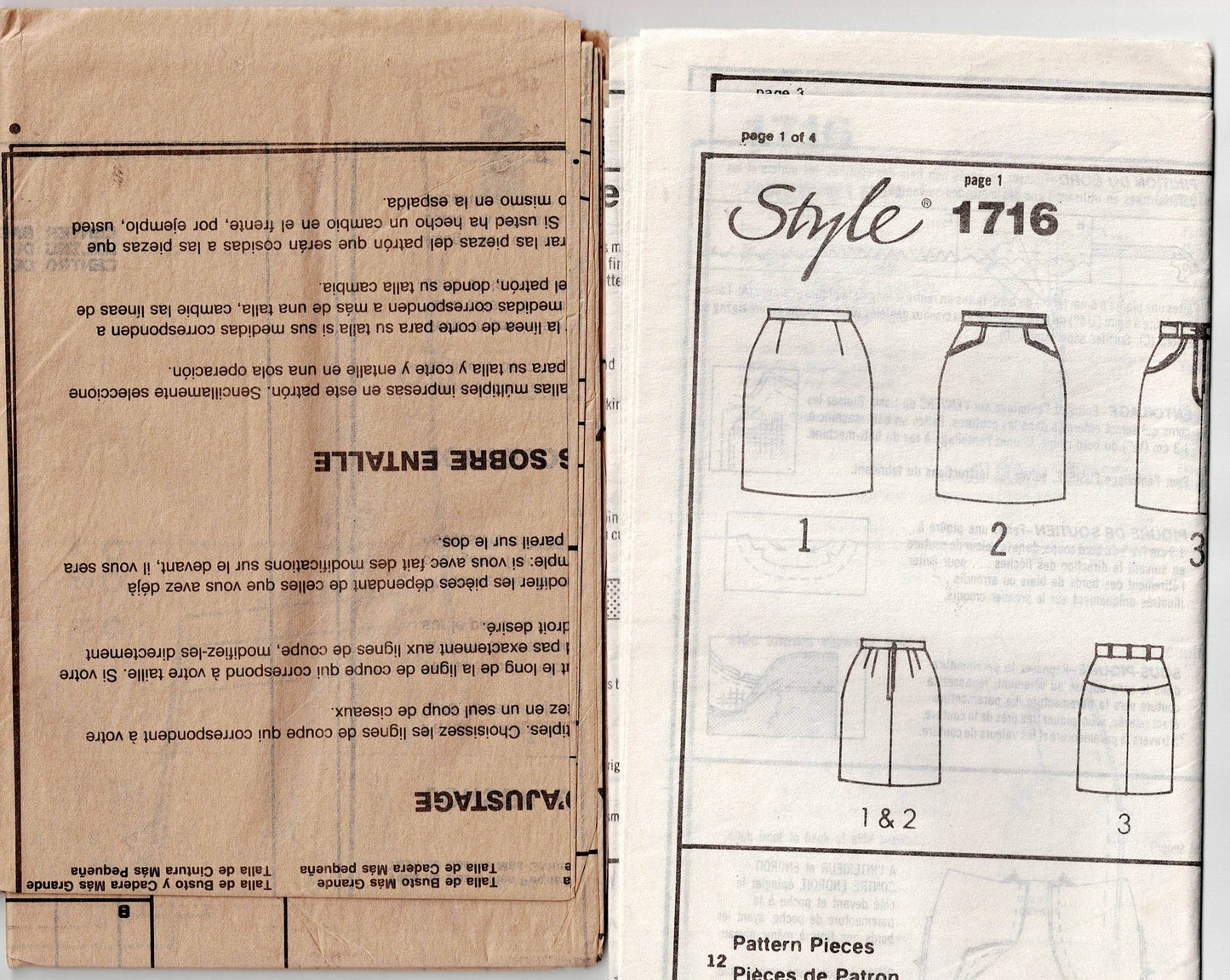 Style 1716 Womens Slim Denim Skirts with Pockets 1980s Vintage Sewing Pattern Size 8 - 12 UNCUT Factory Folded