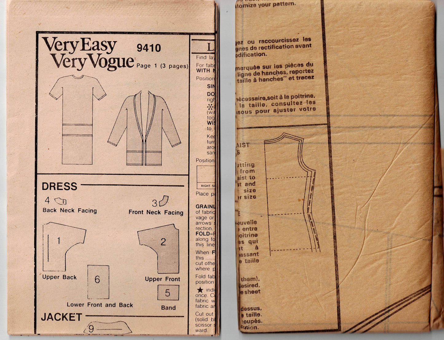 Vogue 9410 Womens Slim Colour Block Dress & Oversized Jacket 1980s Vintage Sewing Pattern Size 8 - 12 UNCUT Factory Folded