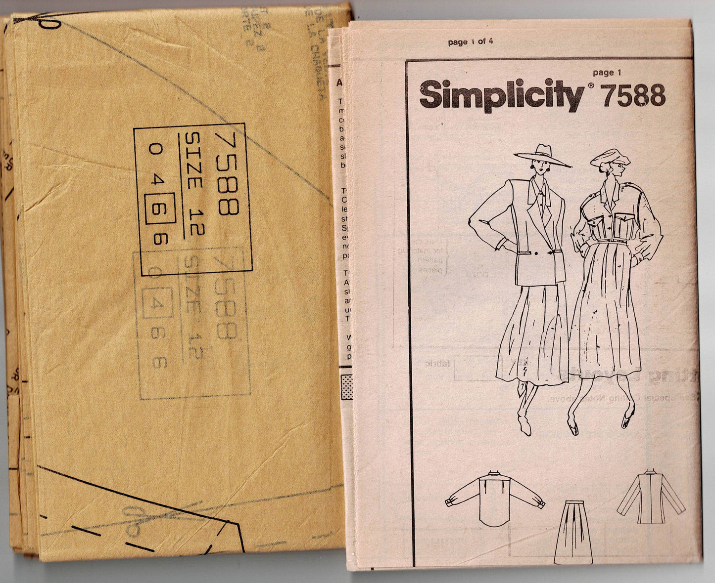 Simplicity 7588 SUNG SPORT Womens Shirt Skirt & Lined Jacket 1980s Vintage Sewing Pattern Size 12 UNCUT Factory Folded