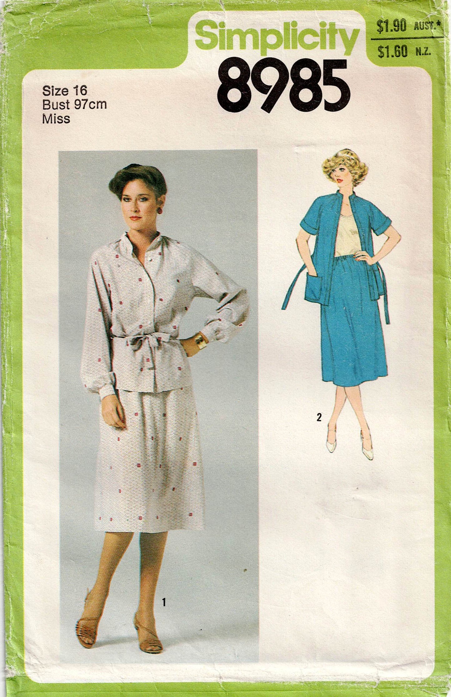 Simplicity 8985 Womens Two Piece Dress & Belt 1970s Vintage Sewing Pattern Size 14 or 16