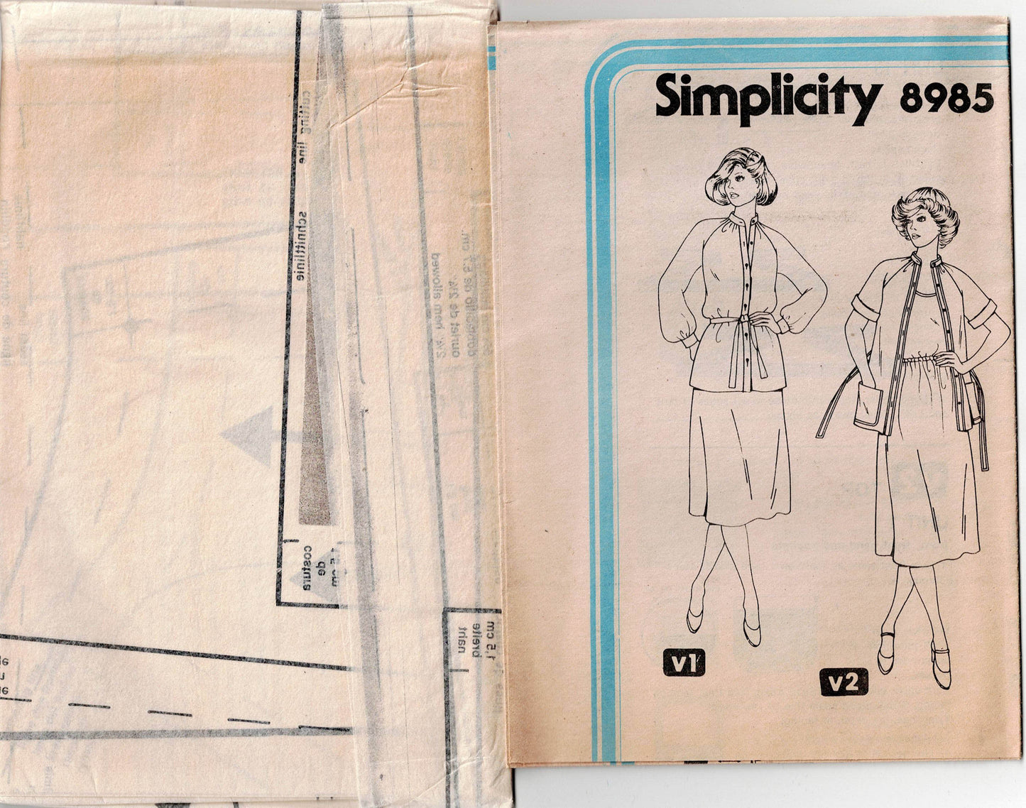 Simplicity 8985 Womens Two Piece Dress & Belt 1970s Vintage Sewing Pattern Size 14 or 16