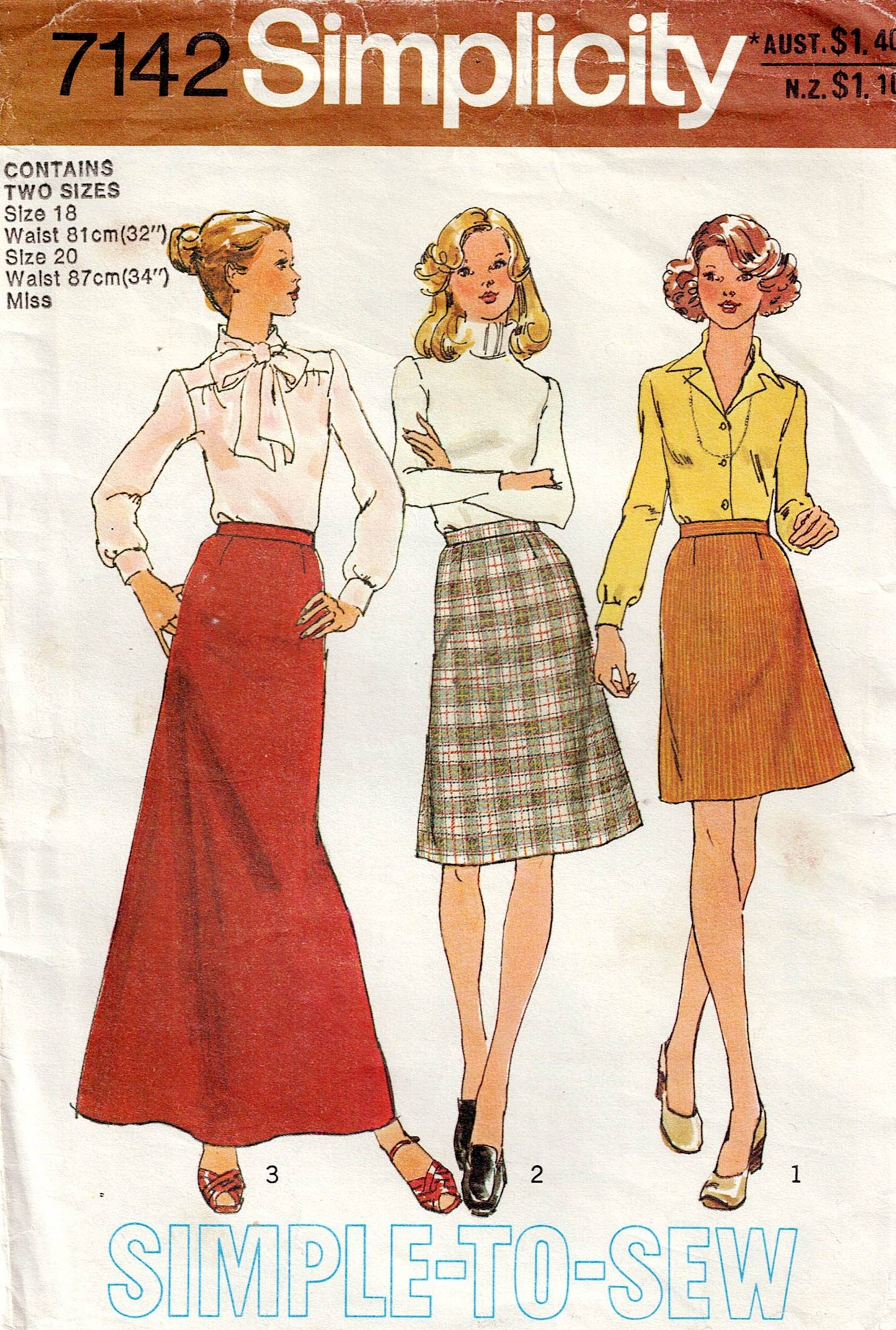 Simplicity 7142 Womens Classic A Line Mini Midi Maxi Skirts 1970s