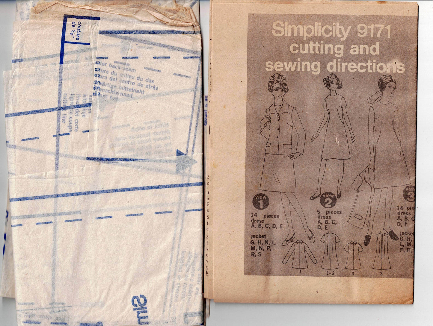 Simplicity 9171 Womens Shift Dress & Jacket 1970s Vintage Sewing Pattern Size 14 Bust 36 Inches