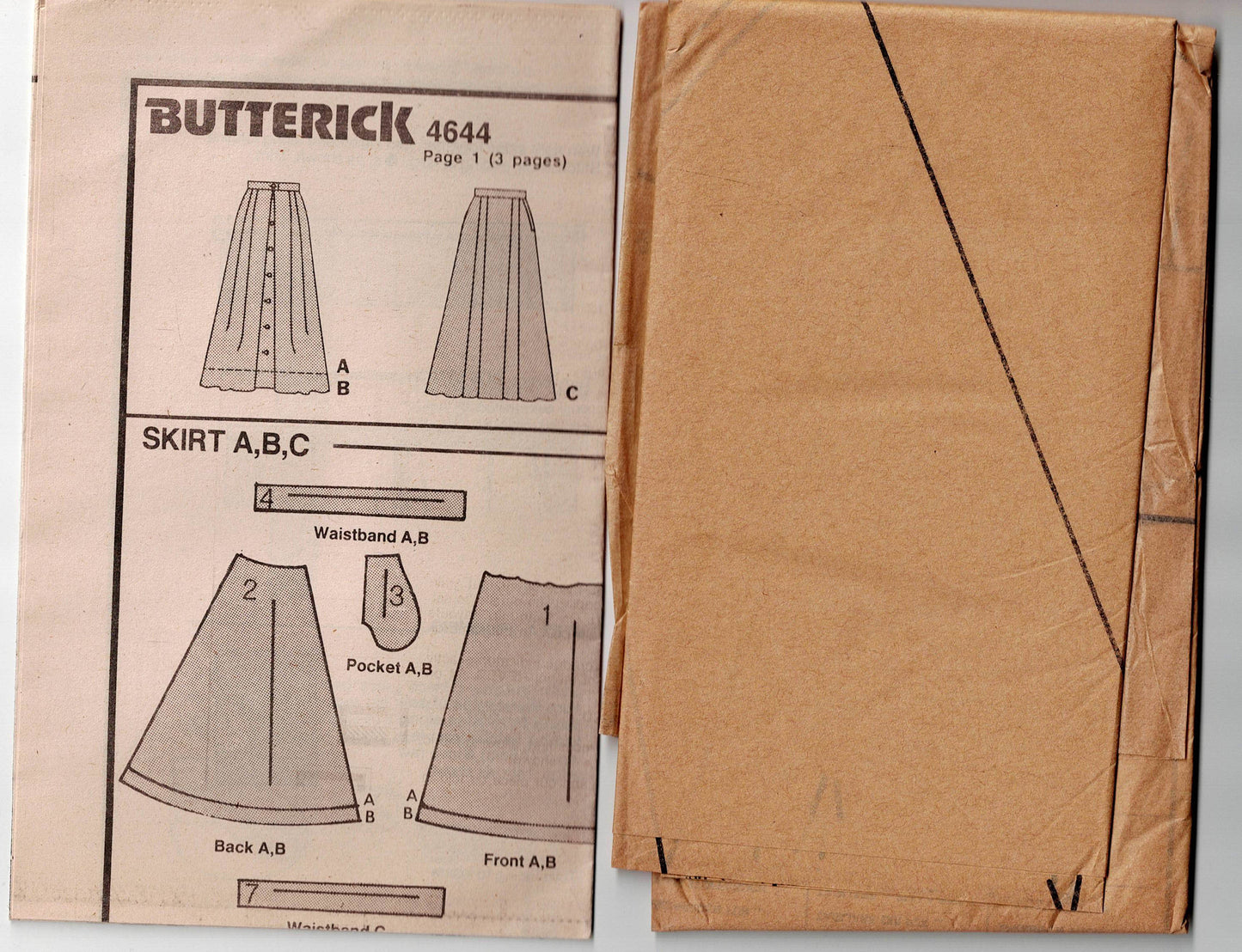 Butterick 4644 Womens Pleated A Line Skirts 1980s Vintage Sewing Pattern Size 8 - 12 UNCUT Factory Folded