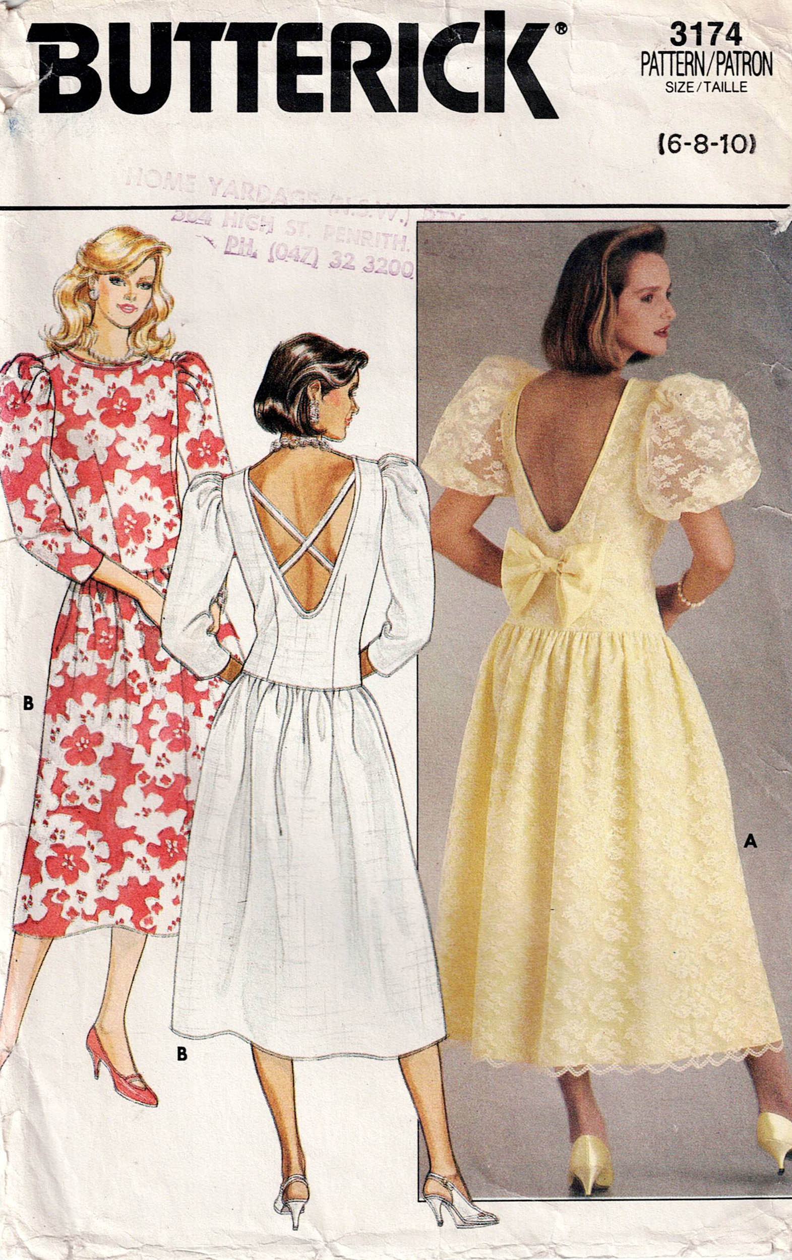 Butterick 3174 Womens Drop Waisted V Back Evening Bridesmaids Prom Dre –  All The Precious Things
