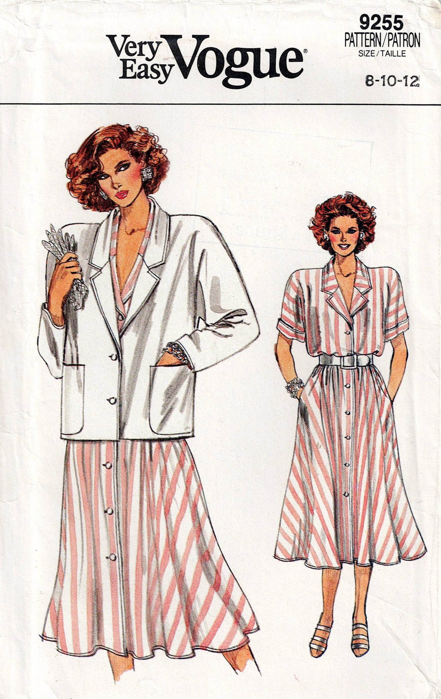 Vogue 9255 Womens Shirtdress & Jacket 1980s Vintage Sewing Pattern Size 8 - 12 UNCUT Factory Folded