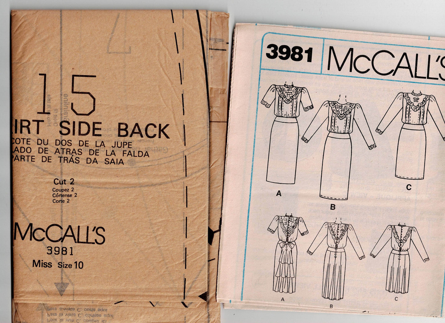 McCall's 3981 Womens Evening Dress with Sheer Back & Ruffles 1980s Vintage Sewing Pattern Size 10 UNCUT Factory Folded