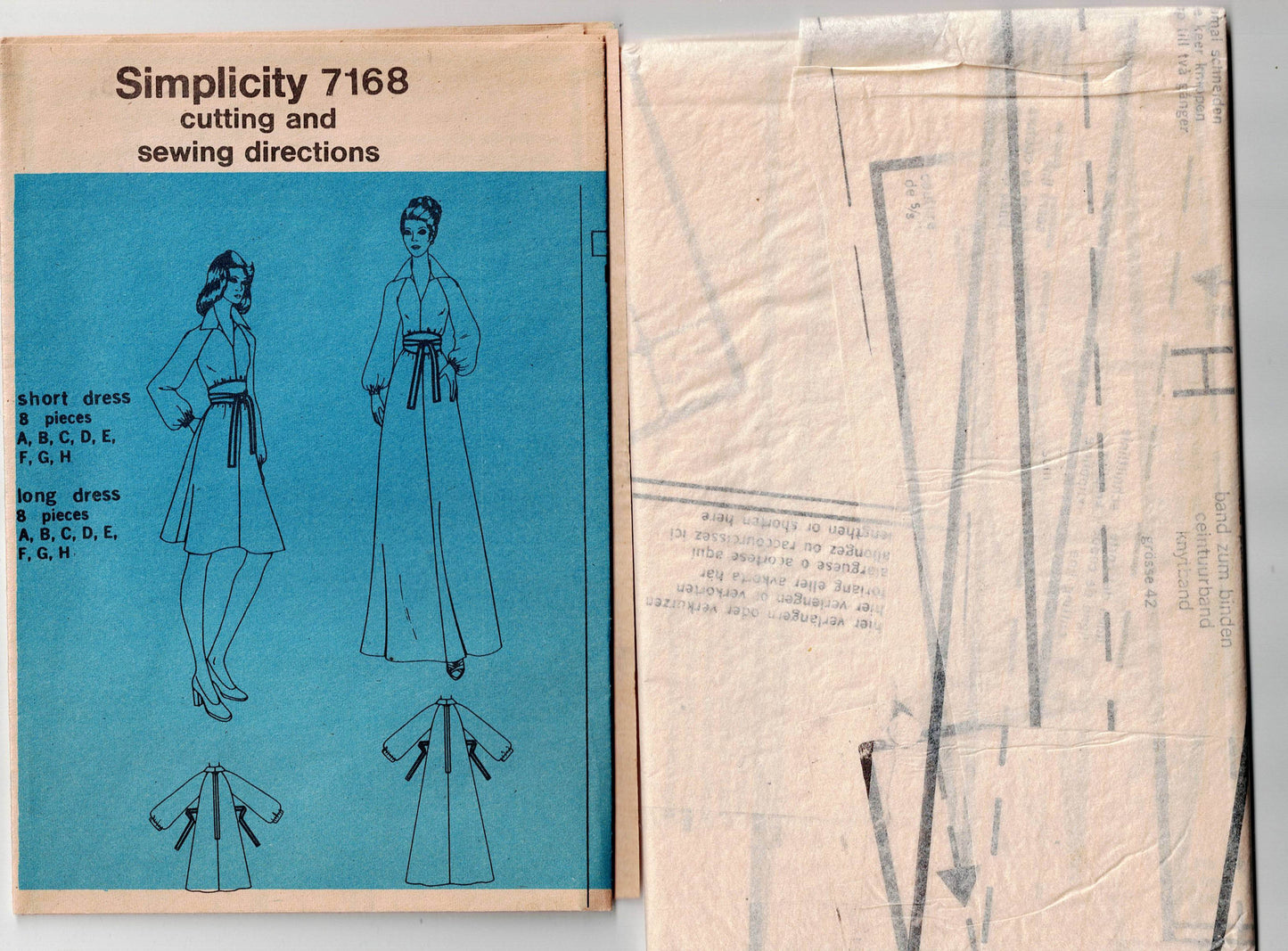 Simplicity 7168 Womens JIFFY Wide Collar Flared Dress or Maxi Dress 1970s Vintage Sewing Pattern Size 16 Bust 38 Inches UNCUT Factory Folded