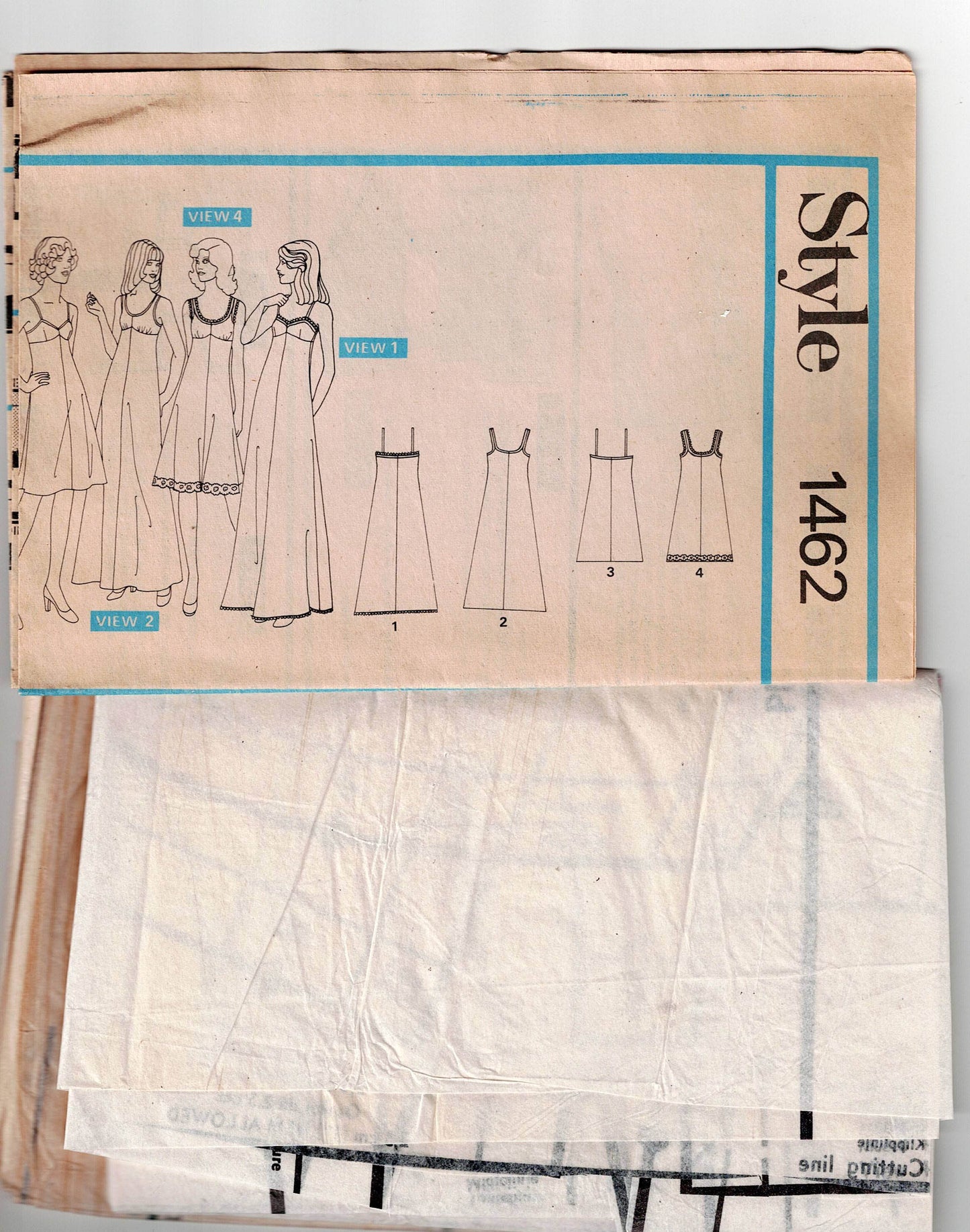 Style 1462 Womens High Waisted Full Slip Petticoats 1970s Vintage Sewing Pattern Size 12 Bust 34 inches