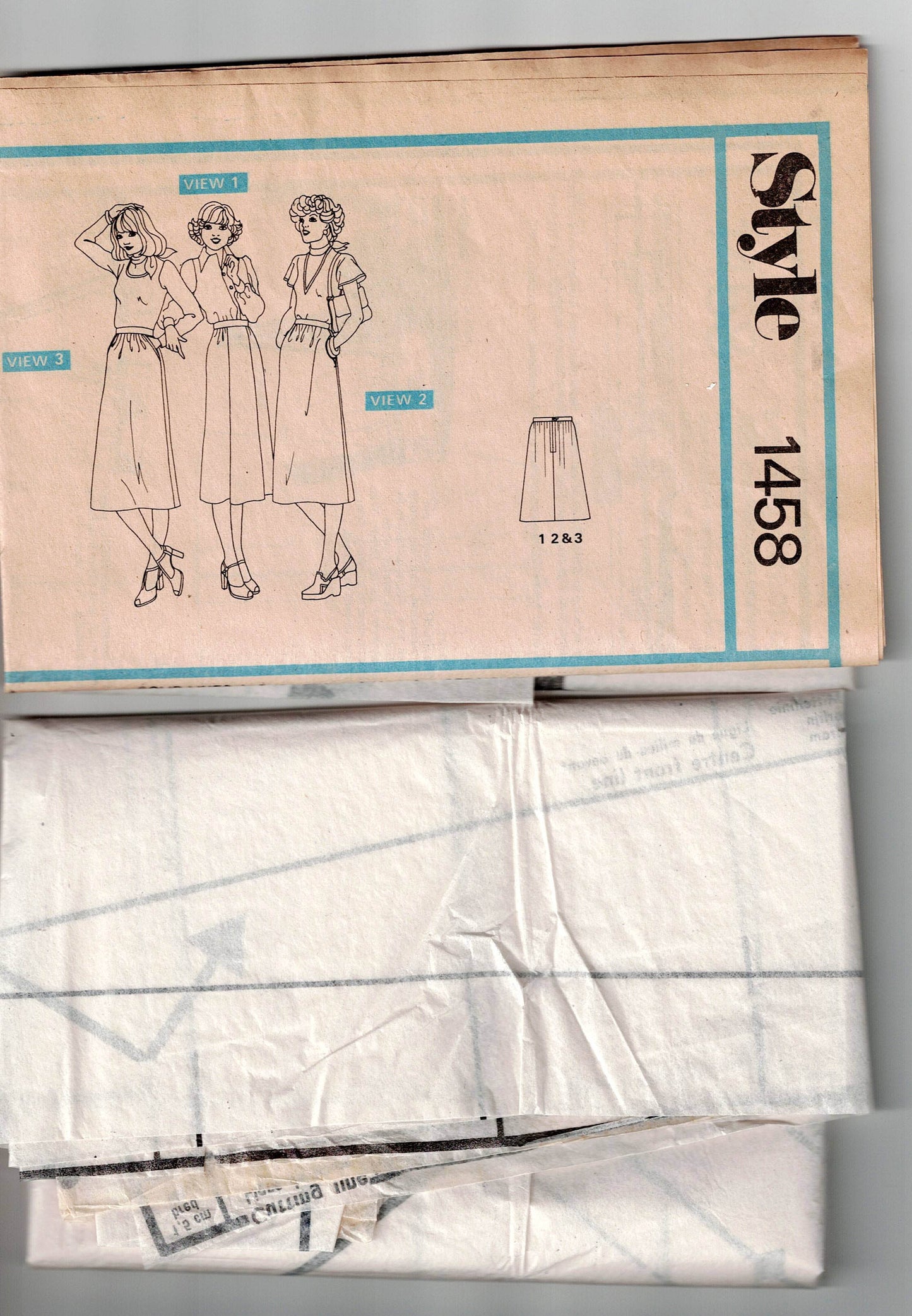 Style 1458 Womens Skirts with Waistband Pleats & Pockets 1970s Vintage Sewing Pattern Size 12 Waist 26.5 inches