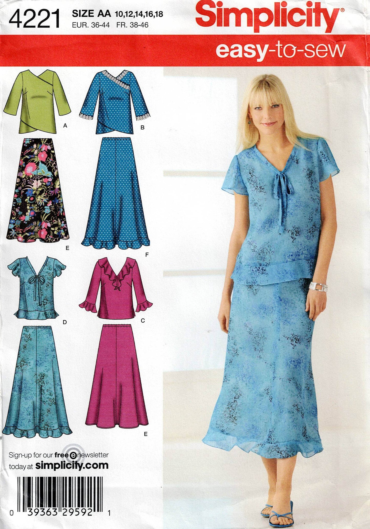 Simplicity 4221 Womens EASY Pullover Tops & Skirts Out Of Print Sewing Pattern Size 10 - 18 UNCUT Factory Folded