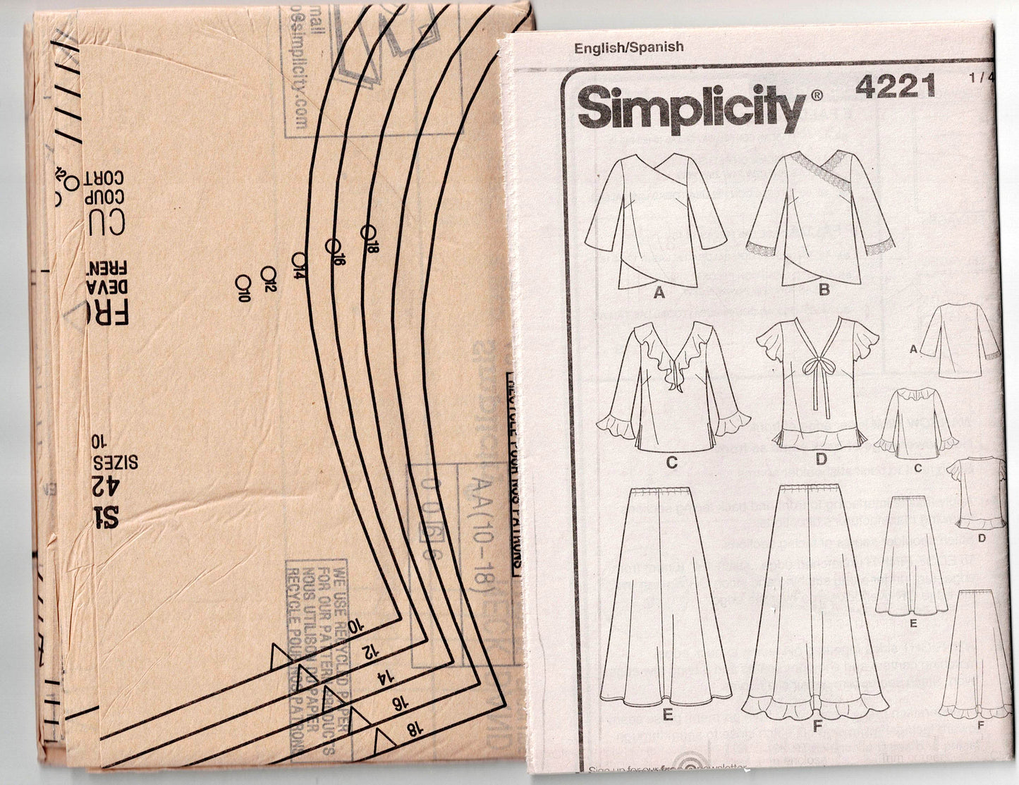 Simplicity 4221 Womens EASY Pullover Tops & Skirts Out Of Print Sewing Pattern Size 10 - 18 UNCUT Factory Folded