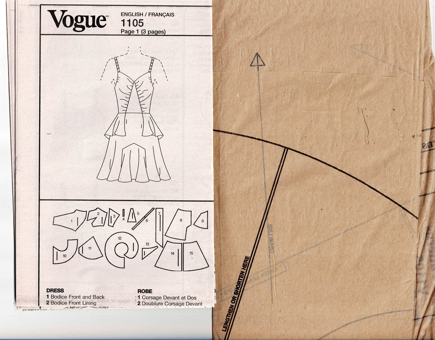 Vogue American Designer V1105 ANNA SUI Womens Lined Ruffled Peplum Mini Dress Out Of Print Sewing Pattern Size 4 - 10 or 12 - 18 UNCUT Factory Folded