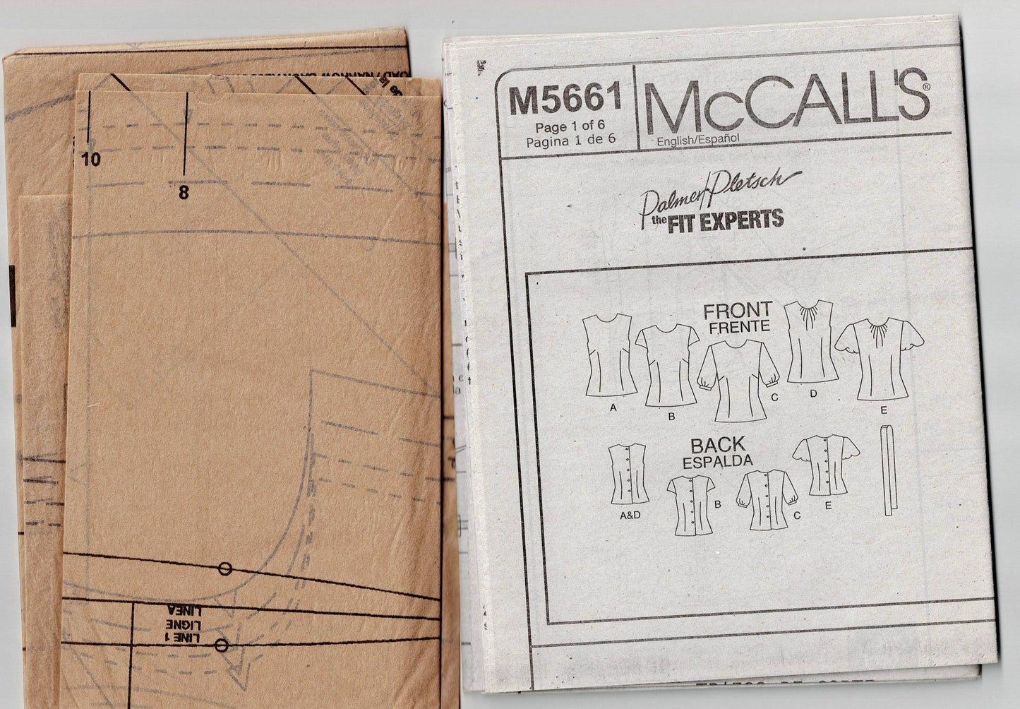 McCall's M5661 Palmer & Pletsch Womens Perfect Fit Tops Out Of Print Sewing Pattern Size 8 - 14 UNCUT Factory Folded