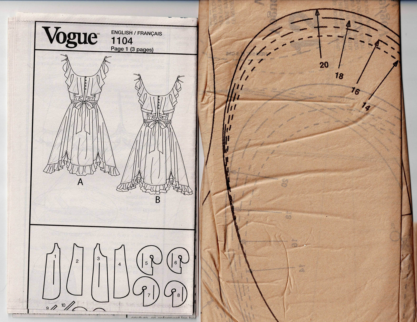 Vogue American Designer V1104 ANNA SUI Womens Lined Ruffled Mini Dress & Sash Out Of Print Sewing Pattern Size 6 - 12 or 14 - 20 UNCUT Factory Folded