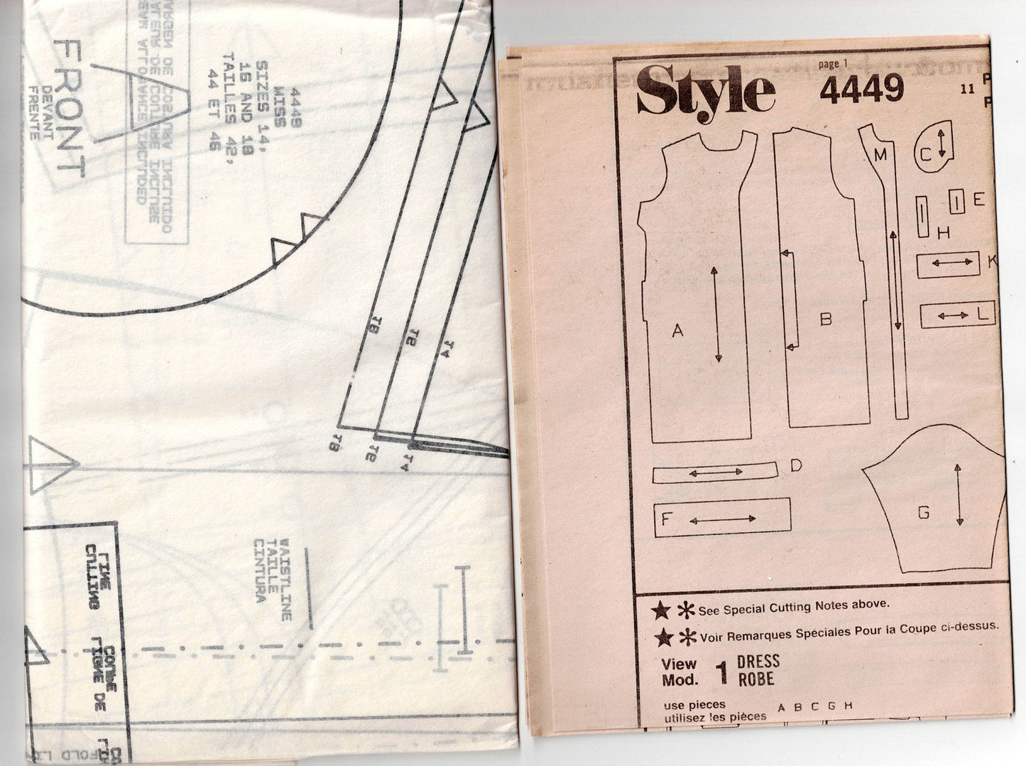 Style 4449 Womens Puff Sleeved Shirtdress 1980s Vintage Sewing Pattern 10 - 14 or 14 - 18 UNCUT Factory Folded