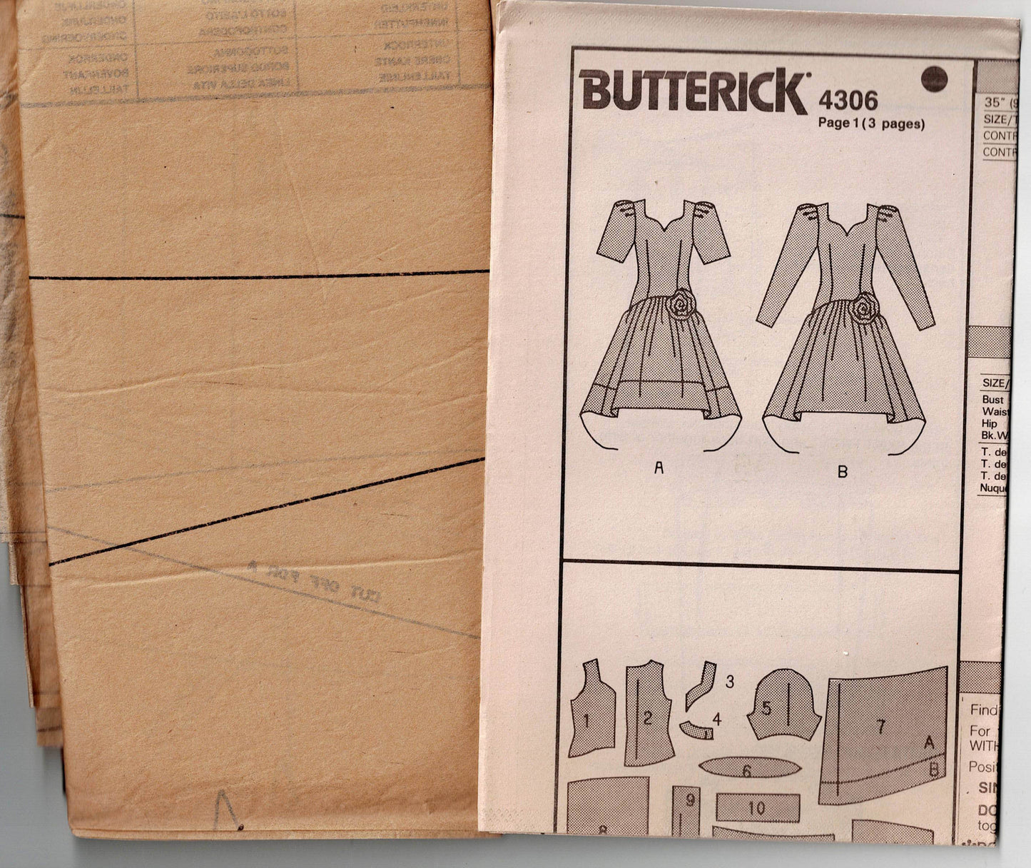 Butterick 4306 MORETON MYLES Womens Drop Waisted High Low Hem Evening Formal Dress 1980s Vintage Sewing Pattern Size 6 - 10 UNCUT Factory Folded